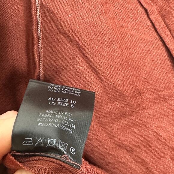 SCANLAN THEODORE Linen Romper Playsuit Rusted Brown Sz 6 {J46} - Picture 5 of 5